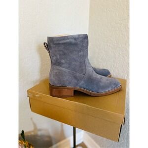 LUCKY BRAND‎ Kazey Square Toe Suede Bootie, Block Heel, Dark Gray, Size 12, NWT